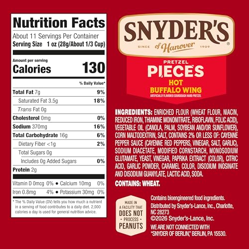 Image of Snyder's of Hanover Hot Buffalo Wing Flavored Pretzel Pieces, 11.25 Oz (Pack of 2)