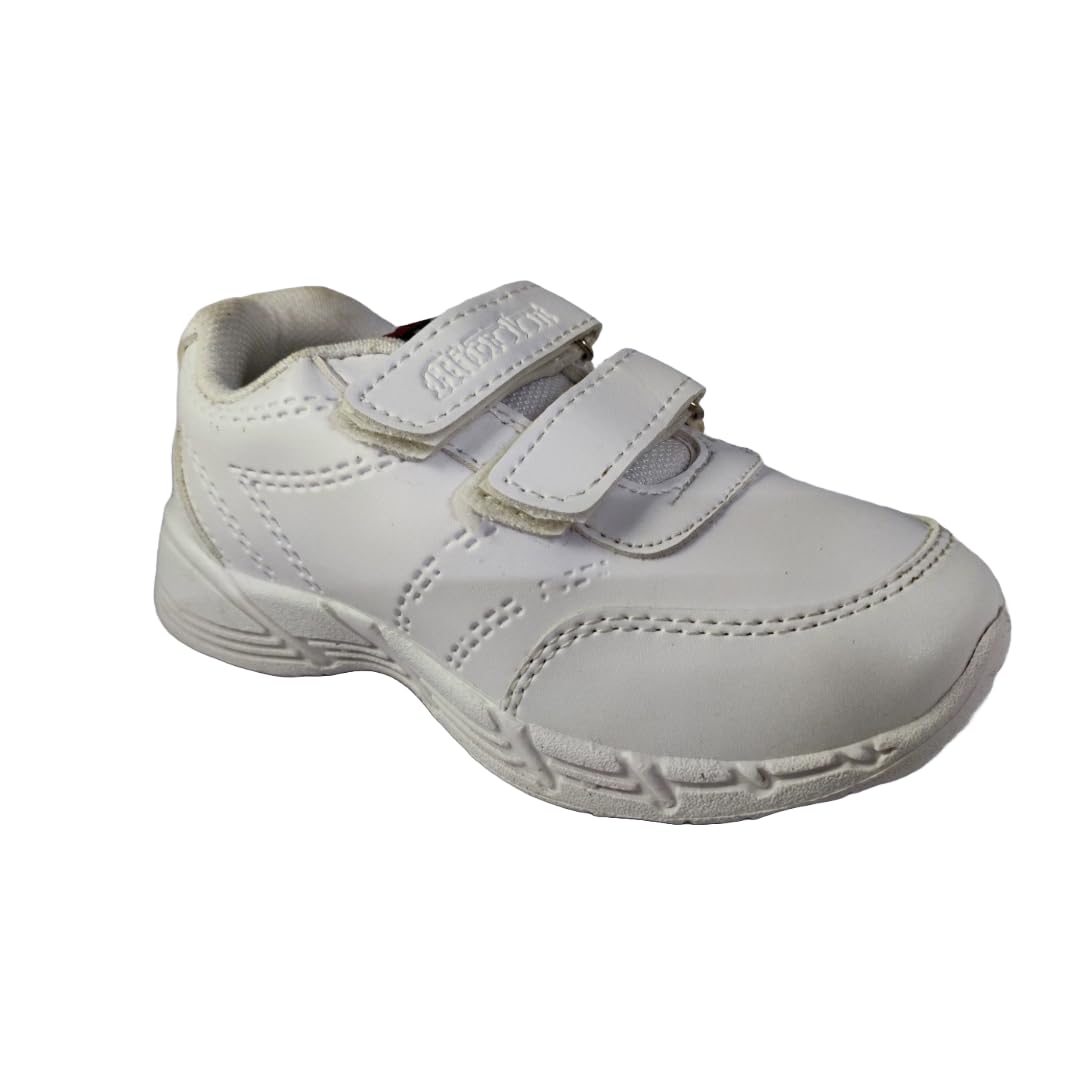 Microlon Gola School Shoes Black & White | Durable PU Velcro Uniform Shoes | Non-Marking Sole | Sports & Casual Footwear for Boys & Girls | All-Day Comfort | Easy-Care Support for Growing Feet