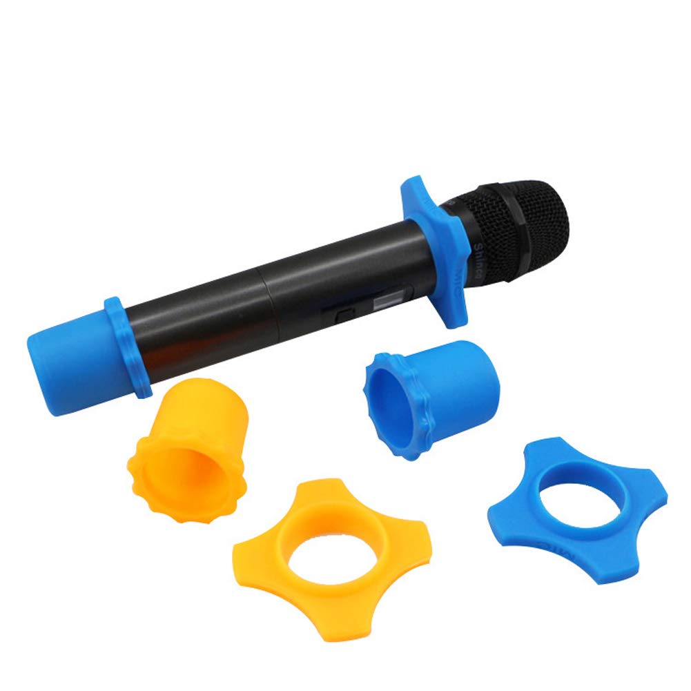 12 Pieces Shakeproof Anti-Rolling Handheld Microphone Windscreen Foam Cover & Mic Protection Silicone Ring & Bottom Rod Sleeve Holder Set for KTV Device(Color Random)