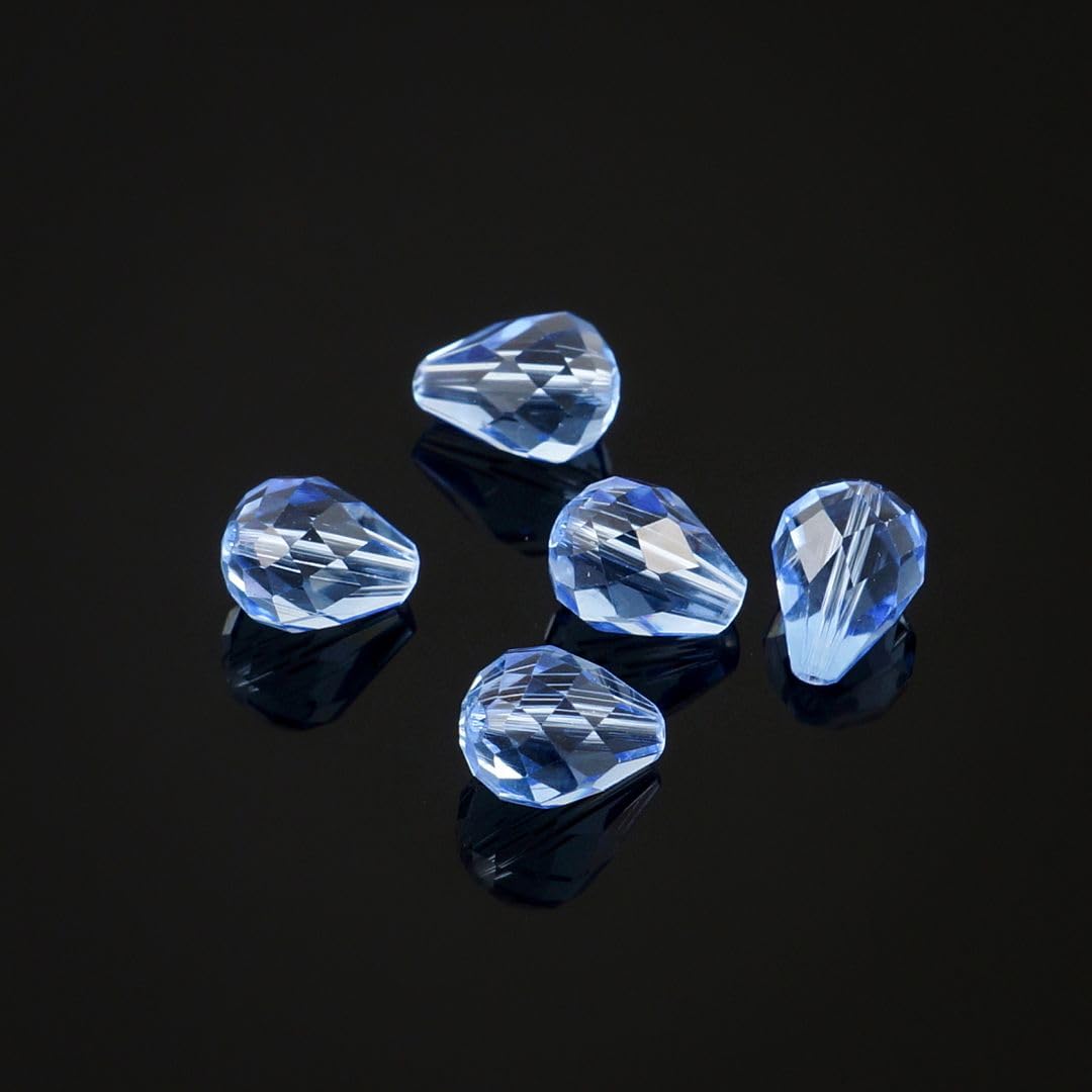 Adabele SST-1014 - 50 perline di cristallo a goccia sfaccettate, 10 mm, colore: Blu zaffiro chiaro compatibili con cristalli Swarovski 5500 Preciosa SST-1014