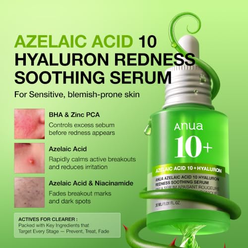 Image of Anua Azelaic Acid 10 Hyaluron Redness Soothing Serum with Cica Soothes & Calms Acne-Prone Skin