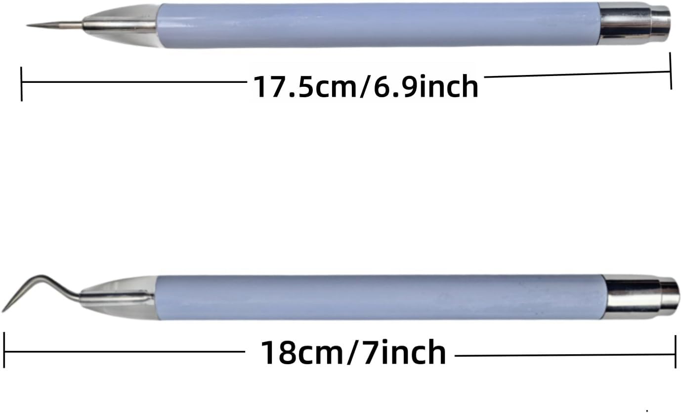 Corey-z 2 PCS Vinyl Weeding Tools with LED Light, Lighted Craft Weeding Hook Pen, Pin Pen Weeding Tools, Vinyl Remover Tools for Silhouettes Cutting DIY Crafting with Storage Case (Purple)