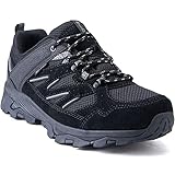 SILENTCARE Walking Shoes Mens Waterproof Low Rise Hiking Shoes Mens Non-Slip Lightweight Trekking Outdoor Shoes Camping Climbing ((Black UK 9)