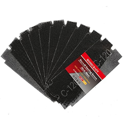 BOSHCRAFT 120 Grit Sanding Screen Mesh Sheet, 10 Pcs Drywall Sandpaper Assortment Wet or Dry Sandpaper for Wood Metal Automative Hand Sander Pole Sander 4-3/16" x 11" Cover