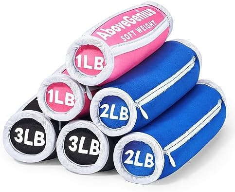 AboveGenius Hand Weights Set for Women & Men, 3 Pair of Hand Weights (1/2/3 LB) Included, Soft Dumbbell Walking Weight Sets with Hand Strap for Running, Jogging and Physical Therapy (Detachable Hand Weights Set)
