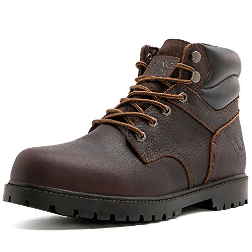 kingshow Men's 1366 Water Resistant Premium Work Boots (12 D(M) US Men's, Brown1366)
