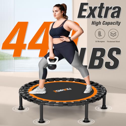 Image of ZCMHAXJ Foldable Mini Trampoline, 36 inch /40 inch /48 inch Rebounder Trampoline for Adults & Kids, 440lbs Capacity Indoor Fitness Workout Exercise Equipment