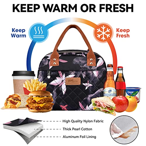 HOMESPON Insulated Lunch Bag for Women Men Lunch Tote Adult Cool Bag Lunch Box Container for Work School Picnic(Pink Flowers) - Image 4