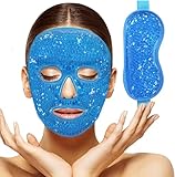 2 Pcs Face & Eye Ice Pack for Women Man, Gel Beads Cooling Face Mask, Reusable Hot and Cold Compress...