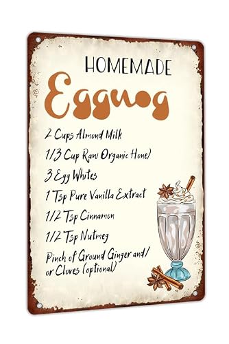 SMAZDFXX Homemade Eggnog Christmas Metal Sign Retro Vintage Decor for Home Cafe Bar Coffee Shop Wall Decor 5.5"x8"