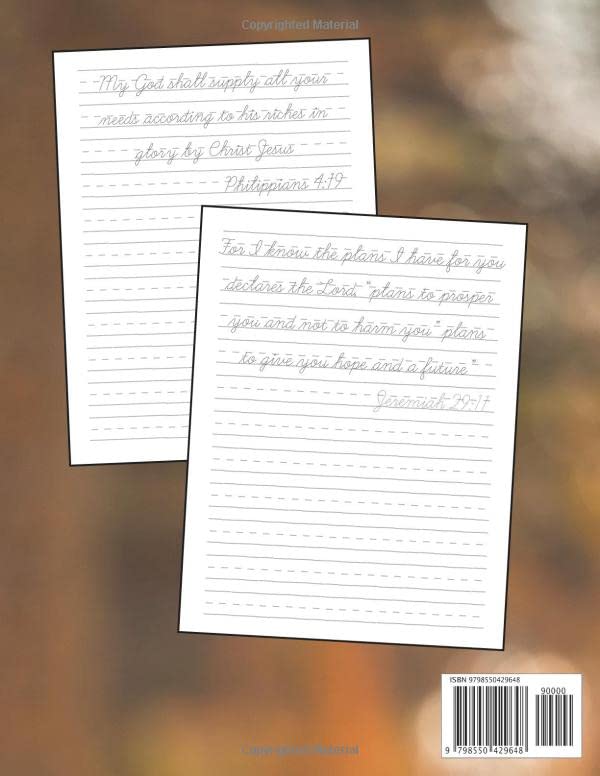 Bible Verses Cursive Handwriting Practice Workbook: Practice cursive writing in full sentences with inspirational Bible scripture - Image 2