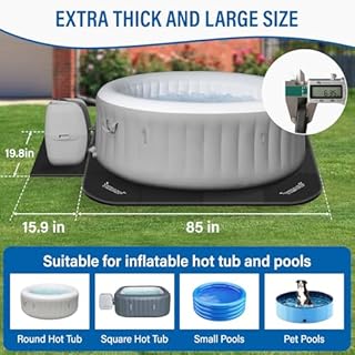 1/4" Extra Thick Hot Tub Mat,85IN Large Hot Tub Mat for Inflatable Tub,Hot Tub Pad Foundation,Eva Foam Padding for Indoor Outdoor,Inflatable Hot Tub Accessories (Dark Gray)