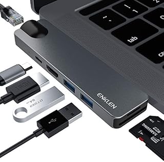 USB C Hub Adapter for MacBook Pro 2019/2018-2016, MacBook Air 2018/2019, ENKLEN 7-in-2