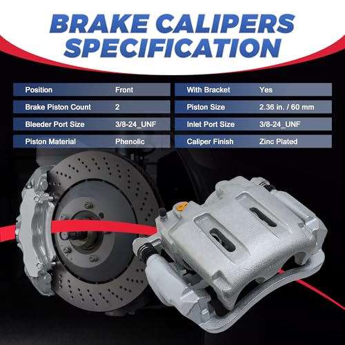 Image of 18B5022 18B5023 Front Disc Brake Calipers Compatible with 05-12 Ford F-250 | 2PCS Front Driver & Passenger Side Calipers with Bracket, Compatible with 2005-2012 F-250 /F-350 Super Duty