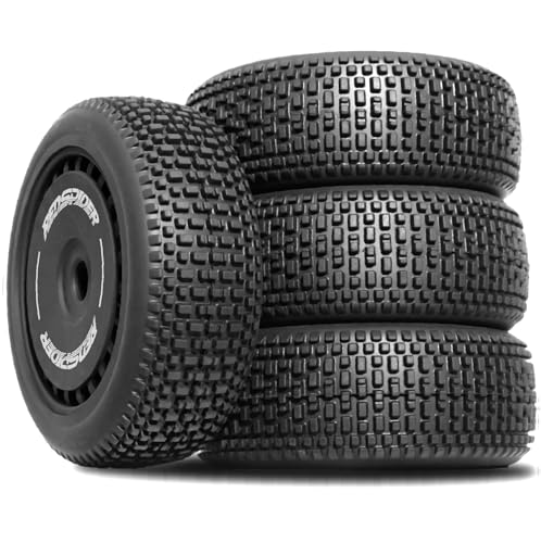 STMU OD 4.65inch 1/8 RC Buggy Rubber Tires Tyre w/Plastic Rim 17mm Hex Compatible with ArrmaTyphon 4WD ARA8306 ARA8606V5 Kyosho Exceed RC Traxxas Redcat HSP HPI 1/8 Scale Off Road Car Buggy (Black)