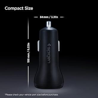 Spigen Essential 45W Car Charger Cigarette Lighter Socket (PD Support + QC3.0 Compatible) Car Charger / Compatible with iPhone 14 13 Plus Pro Max Mini / iPad / Galaxy S22 Series and More