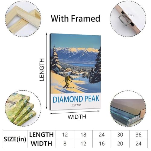 Affiche Diamond Peak Nevada poster rétro de collection pour décoration murale raffinée