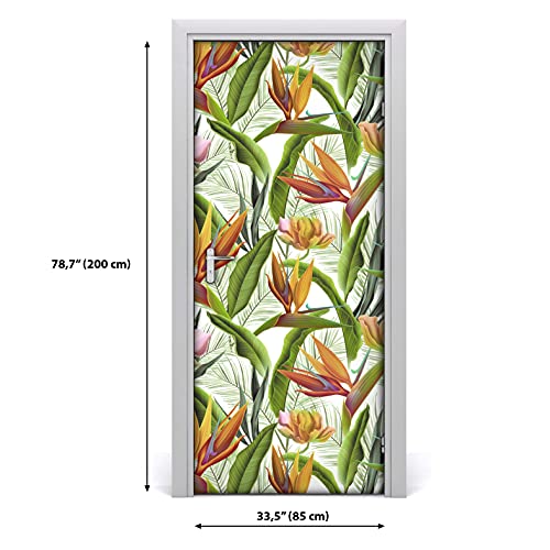 Vinilo para puerta autoadhesivo 85x200 de hojas exóticas y papel pintado impermeable 3