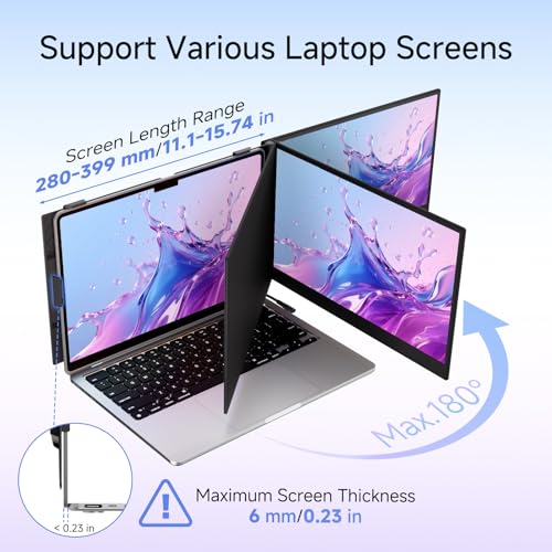 14" Laptop Screen Extender, 0.19" Ultra-Thin Laptop Monitor, Stable Damping Stand with 90 - image 6