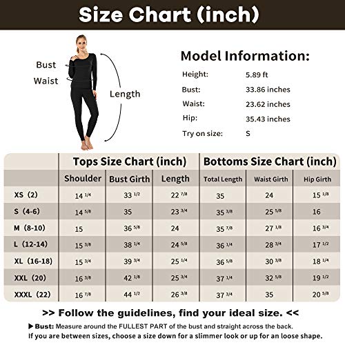 Image of MANCYFIT Thermal Underwear for Women Long Johns Set Fleece Lined Ultra Soft Scoop Neck
