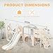 12 in 1 Toddler Slide Set for Kids Outdoor Toddlers Playset with Basketball Hoop, Ring Toss, Indside/Outside Playground Climber Toy for Children (White Grey)