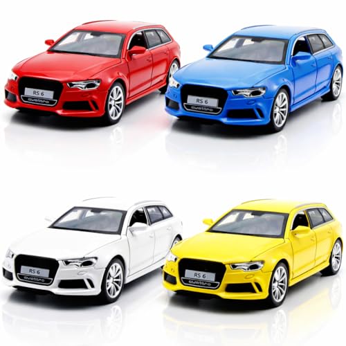 Image of Magicwand Die-Cast Metal 1:32 Scale Auudi RS6 with 4 Openable Doors Music,Pull Back Action & Glowing Head & Tail Lights【Pack of 1】【Colors as Per Stock】