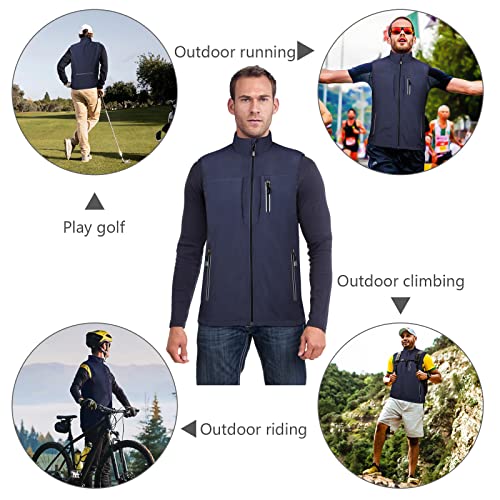 Clumor Men's Running Golf Vest Windproof Reflective Sports Outerwear Lightweight Softshell Short Sleeve Jacket For Cycling Hiking（M/Blue #TOP5