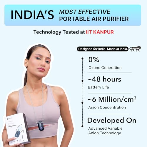 Image of Atovio Personlised Wearable & Portable Filterless Air Purifier | TESTED AT IIT KANPUR, MADE IN INDIA | 99.9% Pollutant Removal | Fights Against Dust & Smoke Allergy | 55Hr Battery (Customized)