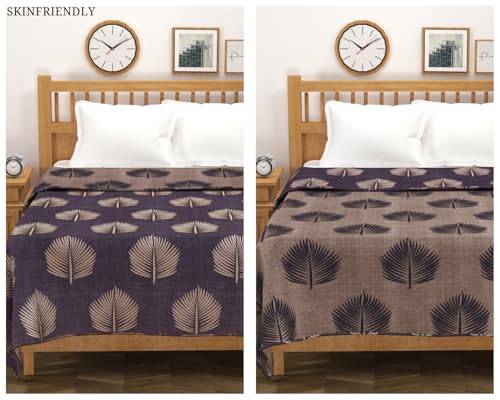 Image of Amazon Brand - Umi Blanket for Double Bed, 120 GSM Microfiber 2 Layered Quilted Dohar, Soft Lightweight Reversible Printed AC Blanket Double Bed for All Season (Coffee, 220 x 240 cm)