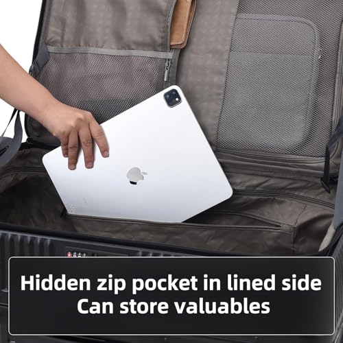 Image of Kaleenie 29 Inch Aluminum Checked Luggage with Side Opening Zipper, 40 * 37 * 77cm, 113L, Lightweight Hardshell ABS+PC Suitcase with TSA Lock, 360 Universal Wheels, Black