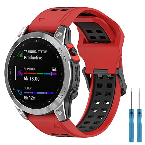 Miimall 22mm Silicone Strap for Garmin Fenix 7, Fenix 6/6 Pro/Fenix 5/5 Plus