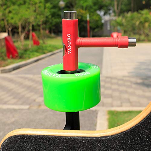 Vanpro All-In-One Skate Tools Multi-Function Portable Skateboard T Tool Accessory With T-Type Allen Key And L-Type Phillips Head Wrench Screwdriver(Snow Red, Pack Of 1) #TOP4