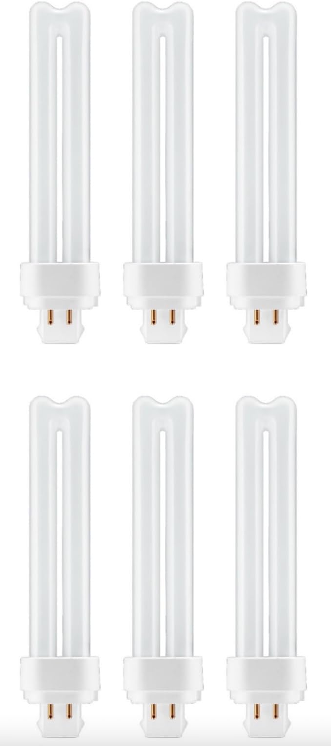 GE (6 Bulbs) Lighting Bright White 26 watt Plug-in CFL, G24q-3 Base, 6.4 inch, F26DX 3500K, 1800 Lumen, Compact Fluorescent Light Bulb