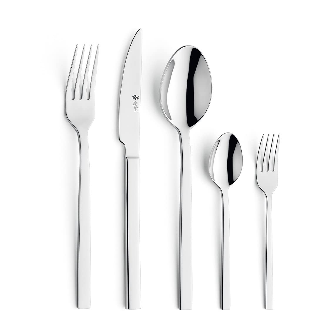 PW Paul Wirths EDGE 8100 Besteck Set 60-tlg., polierter 18/10 Edelstahl | Rostfrei, spülmaschinenfest, Wellenschliff-Messer, praktischer Besteckkasten und Kaffeelöffel sind inklusive