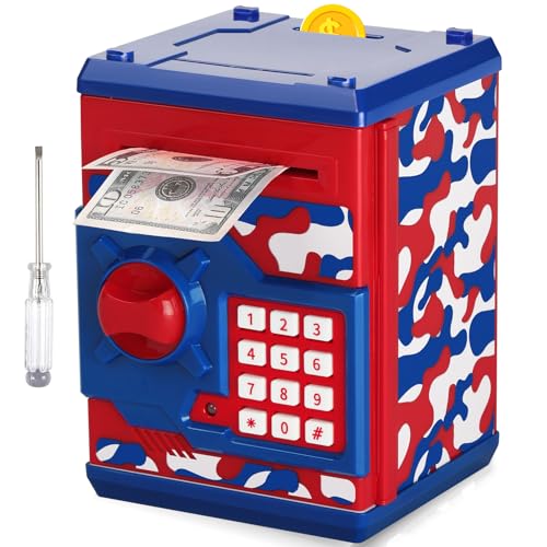 ATM Piggy Bank for Boys Girls, Mini ATM Coin Bank Kids Safe with Password