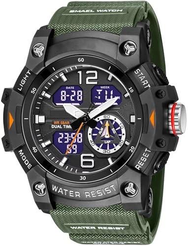 findtime Militär Uhr Herren Armbanduhr Digital und Analog wasserdichte Herrenuhr Sportlich LED Digitaluhr Kalender Wecker Stoppuhr mit Armband Taktische Uhren Männer Outdoor