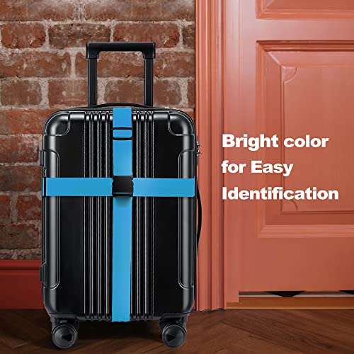 Image of Luggage Straps for Suitcases TSA Approved Travel Belt 4 Pack by Chelmon(Sky Blue)