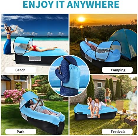 ELUTENG Inflatable Lounger Air Sofa Hammock-Portable, Waterproof Anti-Air Leaking Design-Ideal Couch for Backyard Lakeside Beach Traveling Camping Picnics Music Festivals Camping Compression Sacks