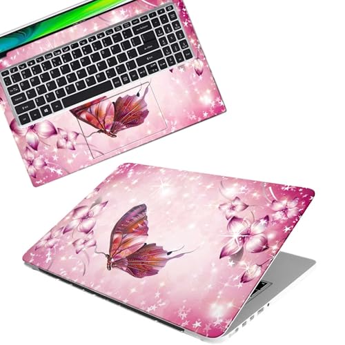 Image of Galaxsia Pink Butterfly Full Body Vinyl Laptop Skin /Sticker /Cover Upto 15.6 Inches Laptops Laminated-Removable-HD Quality Compatible for Hp-Dell-Sony-Lenovo-Asus etc.(15x10 Inches)