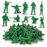 KiddieLoot Green Army Men Toy Soldiers (36 Pack) - Classic Military Action Figures for Kids - Plastic Army Toys Set for Battle Play, Party Favors, Cake Toppers & Goodie Bags