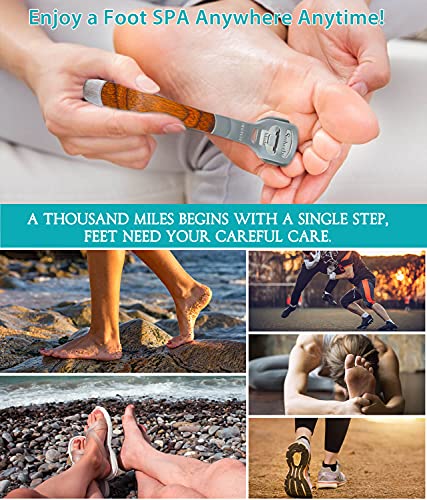15Pcs Callus Shaver, Callus Remover For Feet, Heel Hard Skin, Corn Callous Removers Scraper, Foot Razor Blade Pedicure Tools With Foot File,10Blades, Callus Storage Box & Carry Pouch - Wood Handle #TOP5