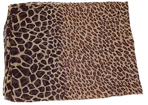 Ted & Jack - Luxurious Classic Leopard Print Fashion Scarf (Brown Leopard Chiffon) #TOP2