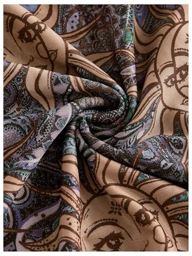 Image of Milumia Women's Summer Mini Dress 90s Boho A Line Mesh Short Dresses | Spaghetti Strap,Sleeveless,Vintage,Paisley Print,Festival Outfits,Cowgirl,Y2k,Goth,
