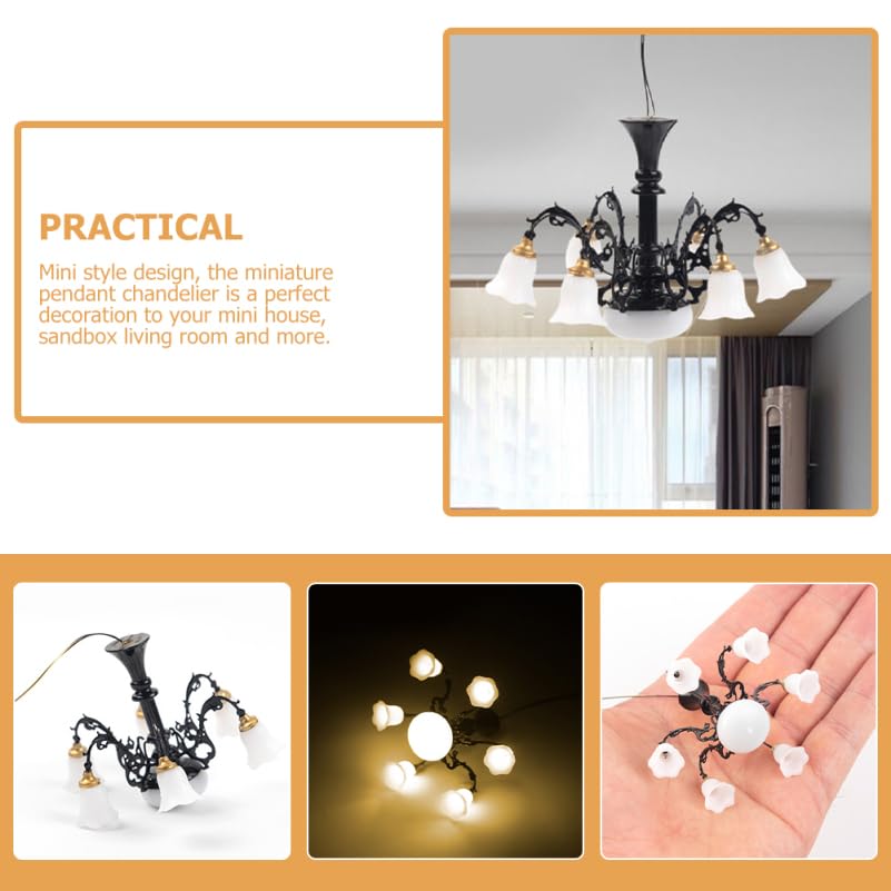 Angoily Lustre miniature pour maison de poupée, lampe de plafond, mini lampe suspendue pour table de sable, micro paysage Angoily Lustre miniature pour maison de poupée, lampe de plafond, mini lampe suspendue pour table de sable, micro paysage