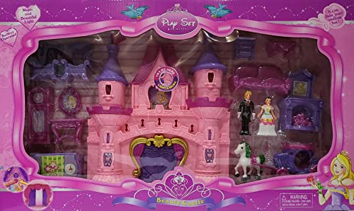 Homespired Castillo musical de princesa con diseño de castillo de hielo, funciona con pilas, con luz y música, accesorios surtidos, regalo de Navidad (castillo 10) Cover