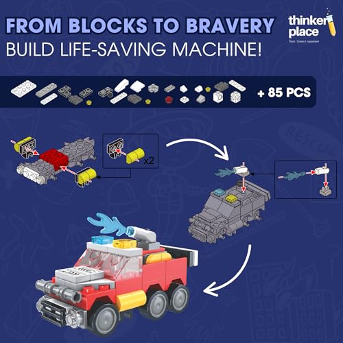 Image of 8-in-2 Fire Vanguard Fire Pickup Truck (85 Pieces) | Learn About Fire Fighters | Building Block Set for Kids Age 6+ | STEM Educational Toy | Build, Collect & Create Robot or Fire Truck