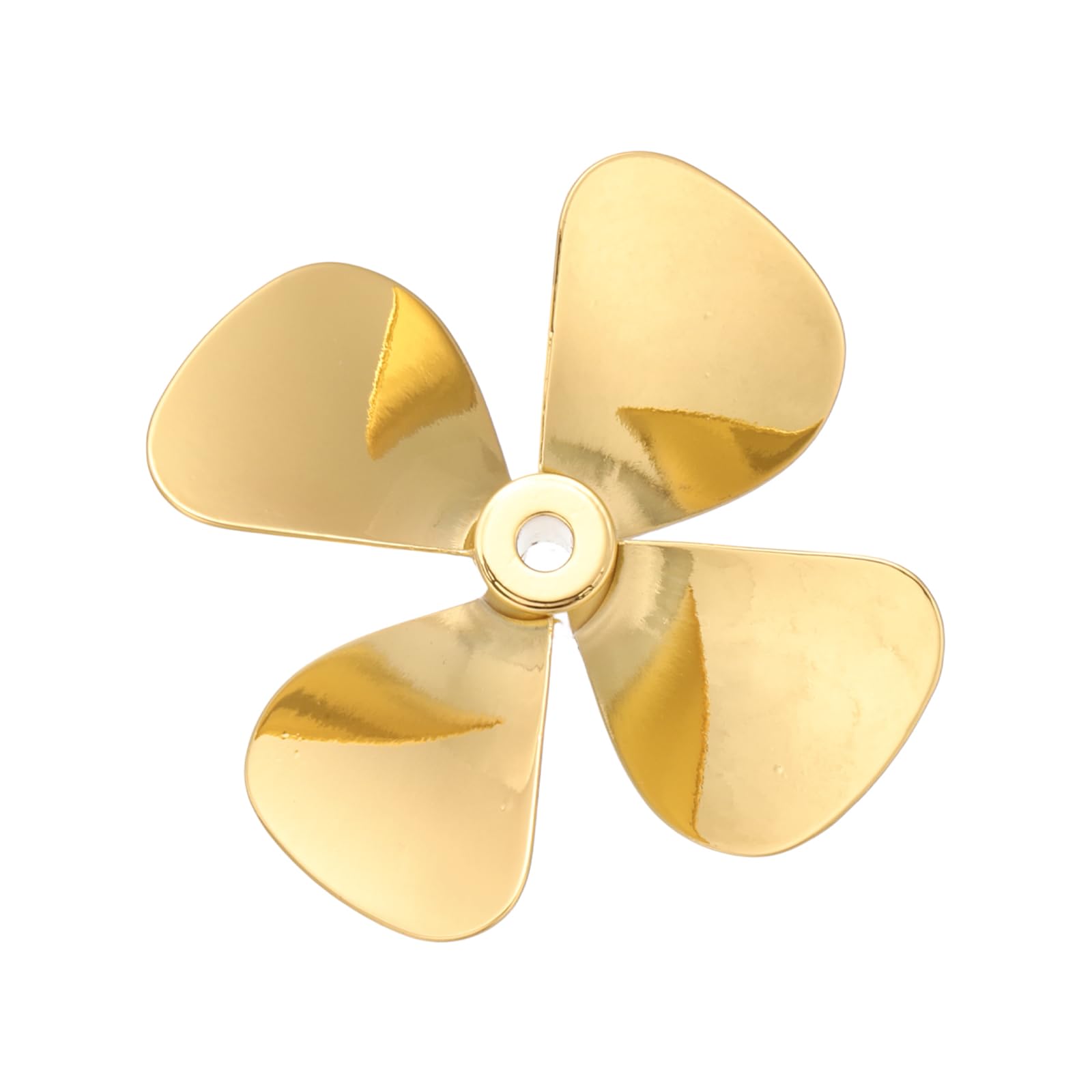 sourcing map RC Boat Propeller, 4 Blades Propellers 4mm Hole Dia 55mm OD CCW Clockwise Rotating Drill Propeller for RC Boat, DIY Ship Model, Gold