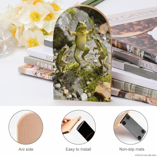 Sujetalibros de madera universal y antideslizante para estante de libros resistente 5