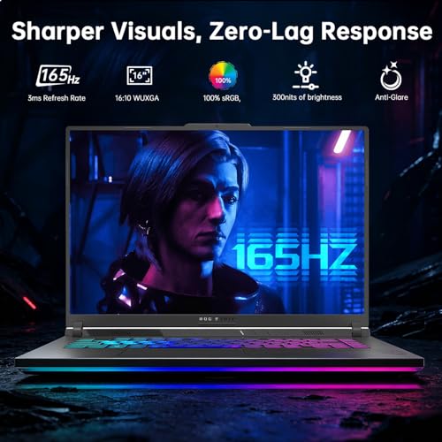 Image of ASUS ROG Strix G16 Gaming Laptop,RTX 5070 Ti 12GB GDDR7 140W TGP, AMD Ryzen 9 8940HX, 16'' WUXGA 165HZ LED Display, 64GB DDR5 RAM 2TB SSD, RGB Backlit, WiFi 6E, RJ-45 with Accessory