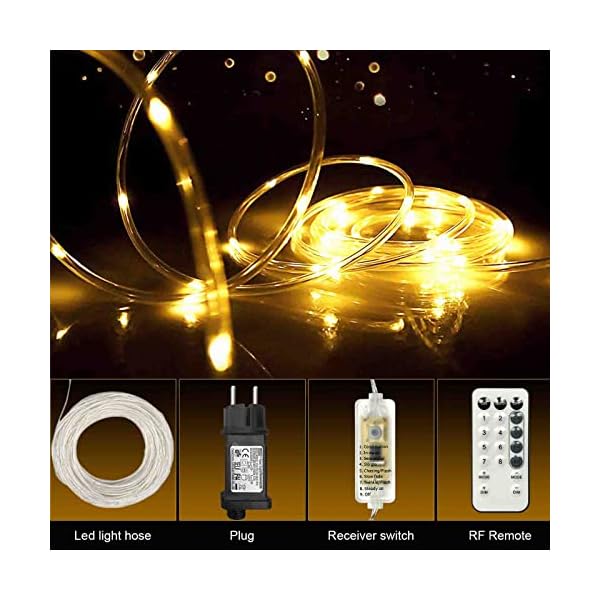Auting 20M Lichterschlauch LED 200 LEDs, Lichterkette Aussen Warmweiß für Innen Außen Party Hochzeit Weihnachten… – Bild 7